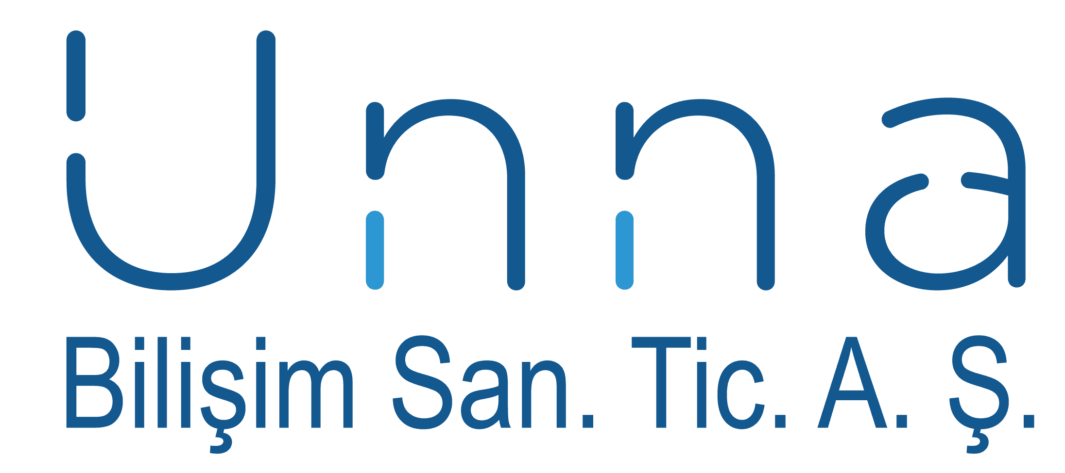 Unna Bilişim San. Tic. A.Ş. logo, blue